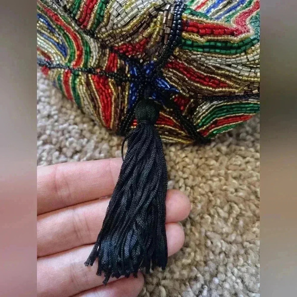 Vintage Heavily Beaded Multicolor Shoulder Bag Purse - Picture 13 of 16